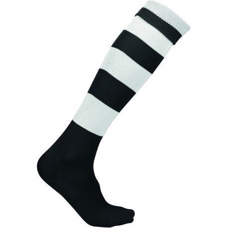 Chaussettes RUGBY PRO noir cerclées blanc